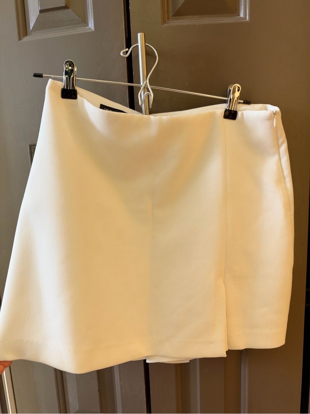 Zara Cream Structured Mini Skirt